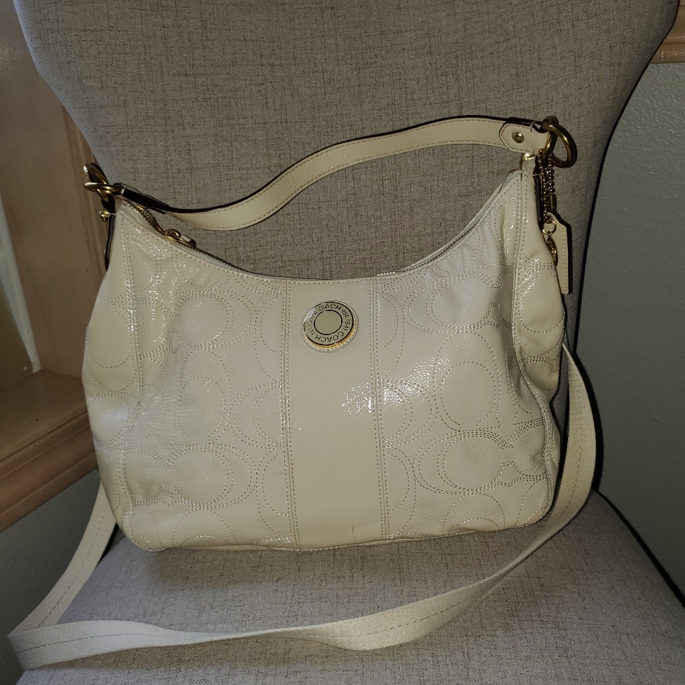 Coach off white patent leather bag